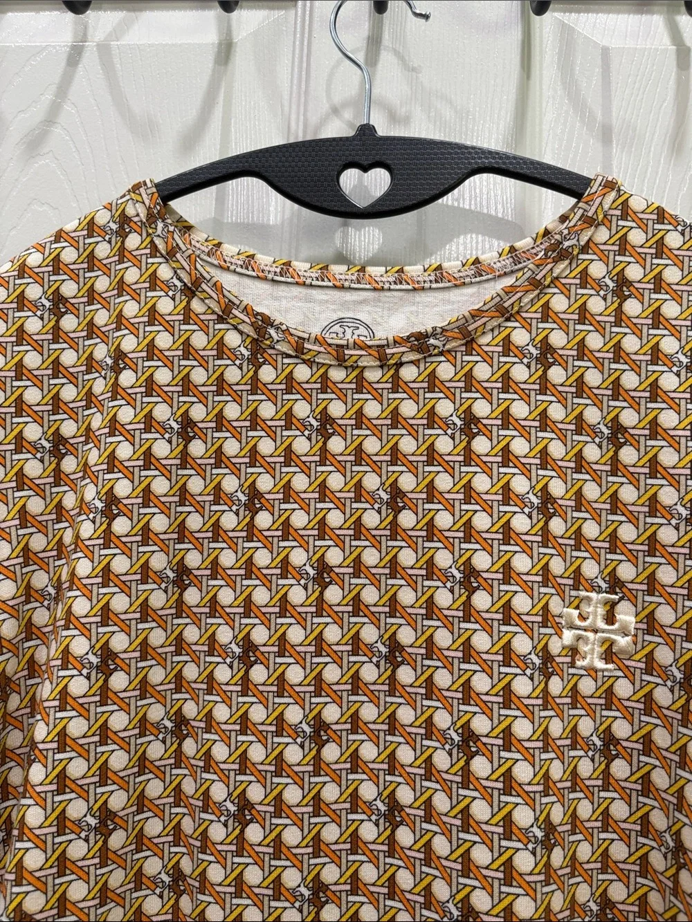 TORY BURCH Basket Weave T Shirt Dress Sz Small Mini Cotton Multicolor Knit
